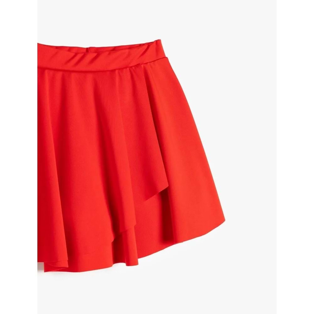 Kız Çocuk Beli Lastikli Pileli Kruvaze Basic Mini Şort Etek 5SKG40032AK - KOTON - KIRMIZI - 13-14 YAŞ