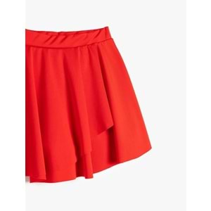 Kız Çocuk Beli Lastikli Pileli Kruvaze Basic Mini Şort Etek 5SKG40032AK - KOTON - KIRMIZI - 13-14 YAŞ