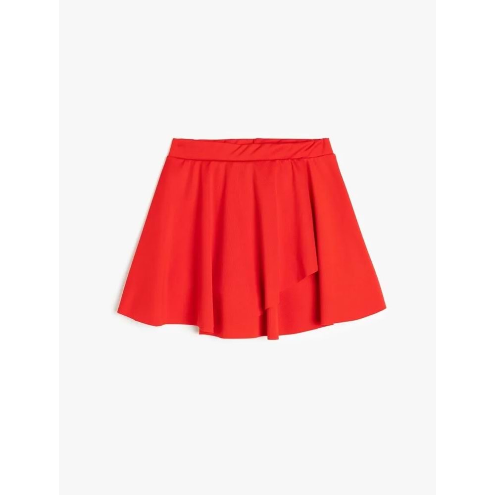 Kız Çocuk Beli Lastikli Pileli Kruvaze Basic Mini Şort Etek 5SKG40032AK - KOTON - KIRMIZI - 6-7 YAŞ