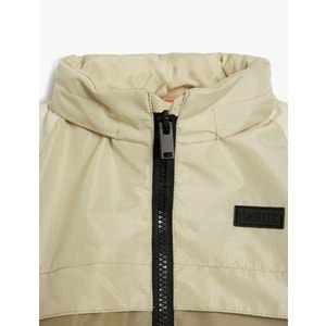 Erkek Bebek Renk Bloklu Fermuarlı Cepli Kapşonlu Ceket 5SMB20001TK - KOTON - HAKİ - 3-4 YAŞ