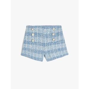 Kız Çocuk Düğme Detaylı Tüvit Şort 5SKG40046AW - KOTON - MAVİ - 9-10 YAŞ