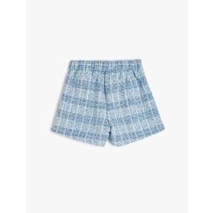 Kız Çocuk Düğme Detaylı Tüvit Şort 5SKG40046AW - KOTON - MAVİ - 9-10 YAŞ