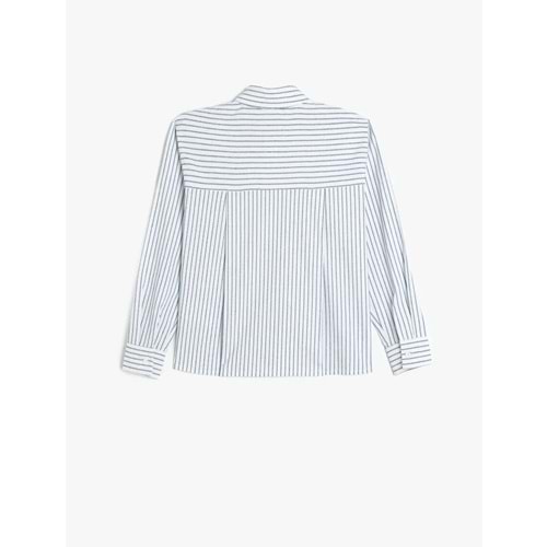 Uzun Kollu Düğme Kapamalı Viskon Karışımlı Çizgili Gömlek 5SKG60109AW