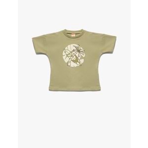 Erkek Bebek Kısa Kollu Baskılı Pamuklu Tişört 5SMB10099TK - KOTON - HAKİ - 3-4 YAŞ