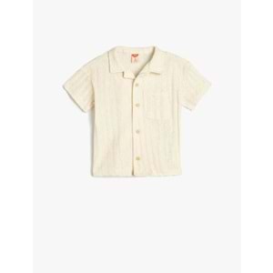 Erkek Bebek Pamuklu Tek Cepli Oversize Polo Yaka Tişört 5SMB10096TK - KOTON - EKRU - 18-24 AY