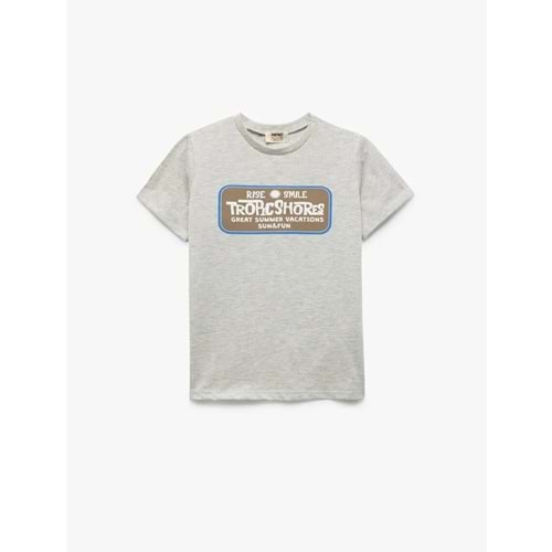 Erkek Çocuk Baskı Detaylı Bisiklet Yaka Kısa Kollu Tişört 5SKB10319TK