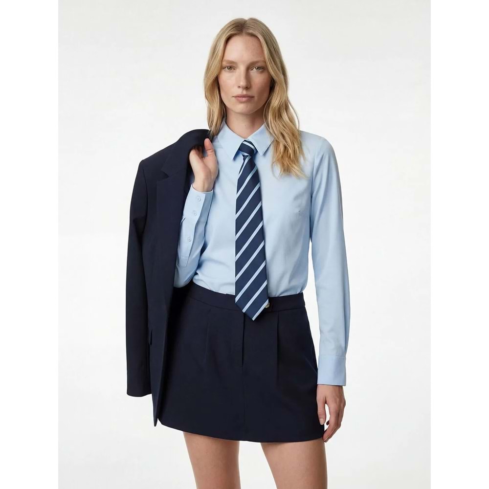 Regular Fit Klasik Yaka Uzun Kollu Gömlek 6SAK60260UW - KOTON - AÇIK İNDİGO - 38