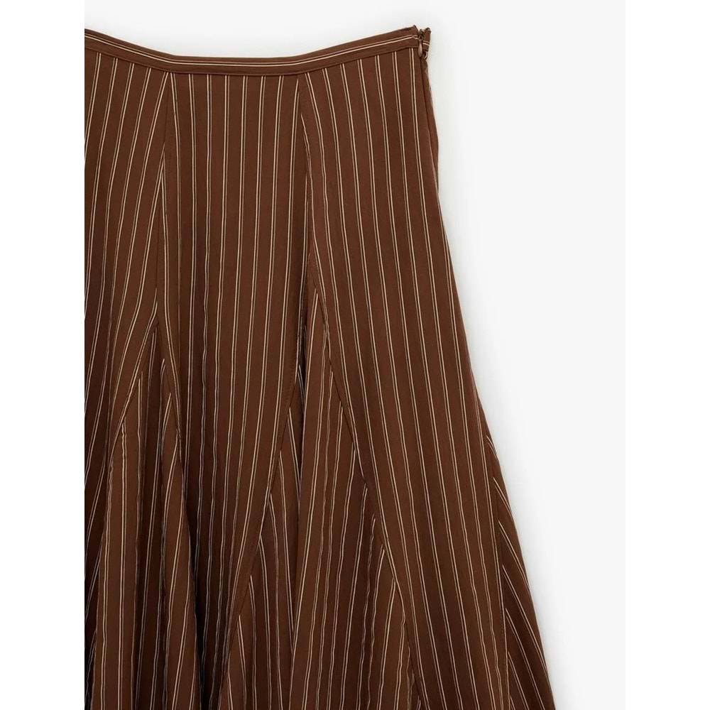 Viskoz Karışımlı Asimetrik Çizgili Midi Etek 6SAK70091EW - KOTON - 34