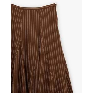 Viskoz Karışımlı Asimetrik Çizgili Midi Etek 6SAK70091EW - KOTON - 34