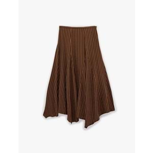 Viskoz Karışımlı Asimetrik Çizgili Midi Etek 6SAK70091EW - KOTON - 34