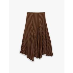 Viskoz Karışımlı Asimetrik Çizgili Midi Etek 6SAK70091EW - KOTON - 34