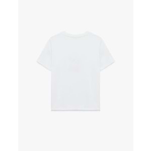 Rahat Kalıp Kısa Kollu Bisiklet Yaka Baskılı Tişört 6SAL10085IK - KOTON - EKRU - L