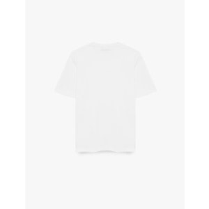 Rahat Kalıp Kısa Kollu Bisiklet Yaka Pamuklu Baskılı Tişört 6SAL10677IK - KOTON - EKRU - L