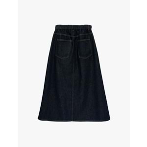 Pamuklu Düğmeli Volanlı Uzun Denim Etek - KOTON - 6SAL70004MD - KOYU İNDİGO - 38