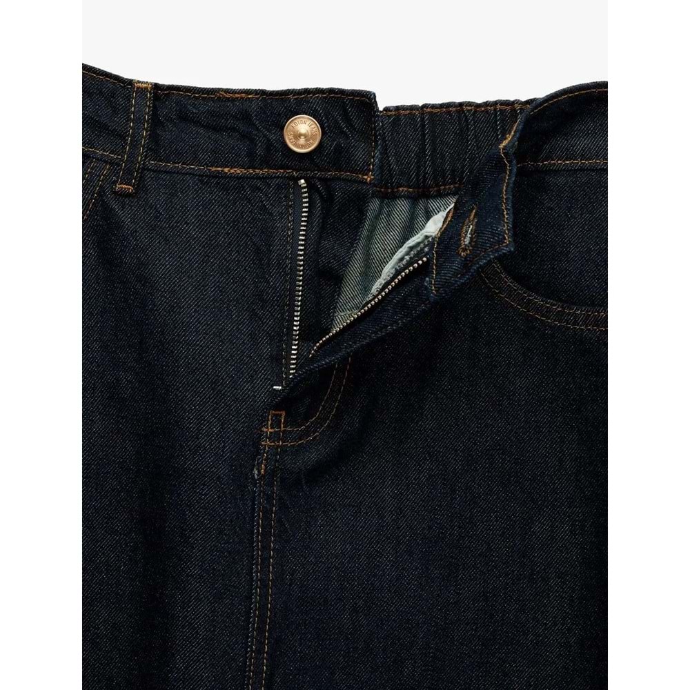 Pamuklu Düğmeli Volanlı Uzun Denim Etek - KOTON - 6SAL70004MD - KOYU İNDİGO - 38