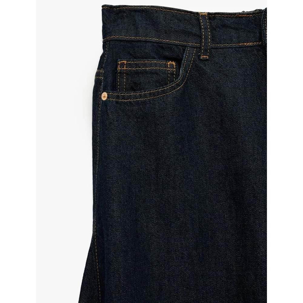 Pamuklu Düğmeli Volanlı Uzun Denim Etek - KOTON - 6SAL70004MD - KOYU İNDİGO - 38