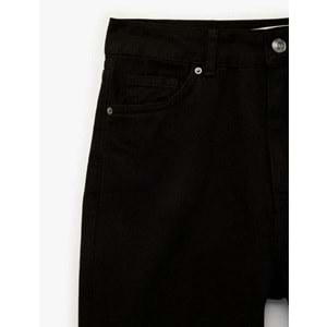 Beli Bağcıklı Pamuklu Cepli Pantolon - Loose Straight Fit Jeans - KOTON - 6SAL40075MW - SİYAH - 34