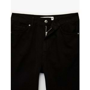 Beli Bağcıklı Pamuklu Cepli Pantolon - Loose Straight Fit Jeans - KOTON - 6SAL40075MW - SİYAH - 34