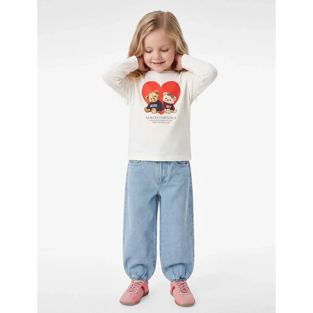 Kız Bebek Uzun Kollu Pamuklu Ayıcık Baskılı Tişört - 7WMG10098AK