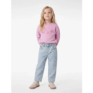 Kız Bebek Pamuklu Fiyonk Nakış Detaylı Denim Pantolon - 7WMG40001AD