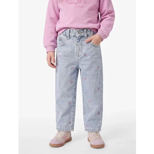 Kız Bebek Pamuklu Fiyonk Nakış Detaylı Denim Pantolon - 7WMG40001AD