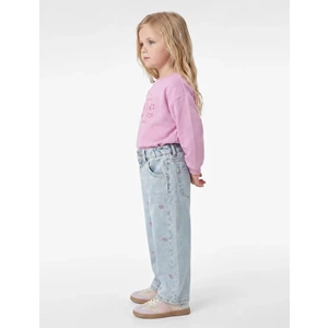 Kız Bebek Pamuklu Fiyonk Nakış Detaylı Denim Pantolon - 7WMG40001AD