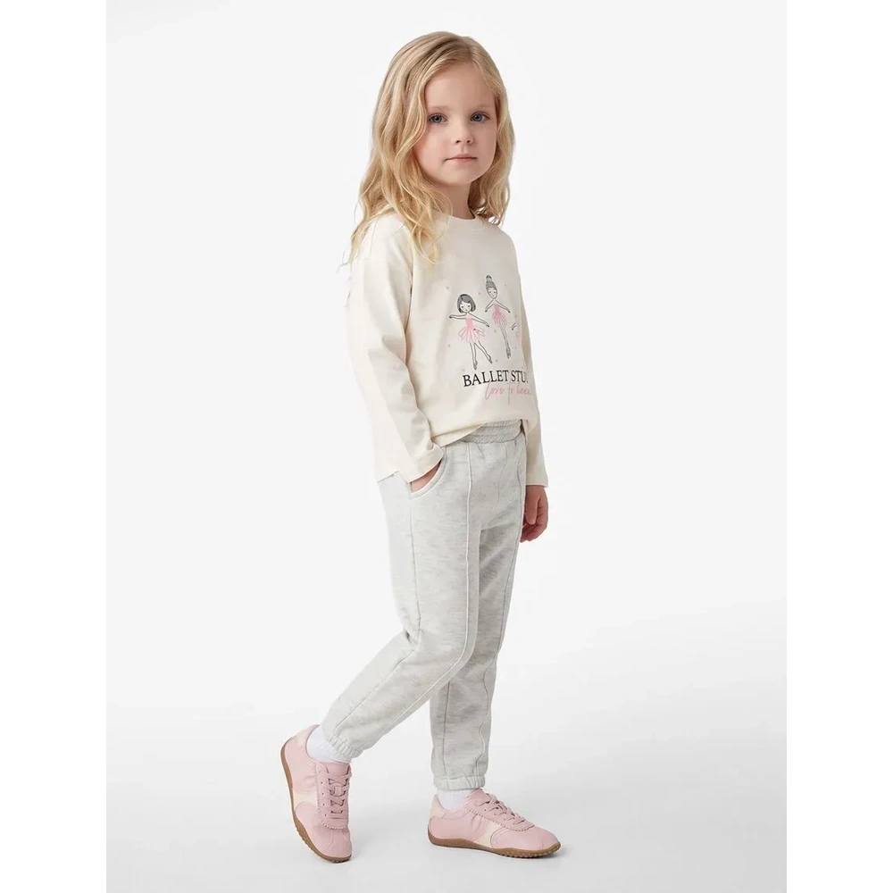 Kız Bebek Beli Lastikli Pamuklu Şardonlu Jogger Eşofman Altı - 7WMG40012AK