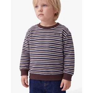Erkek Bebek Pamuklu Çizgili Oversize Sweatshirt - 7WMB10152TK