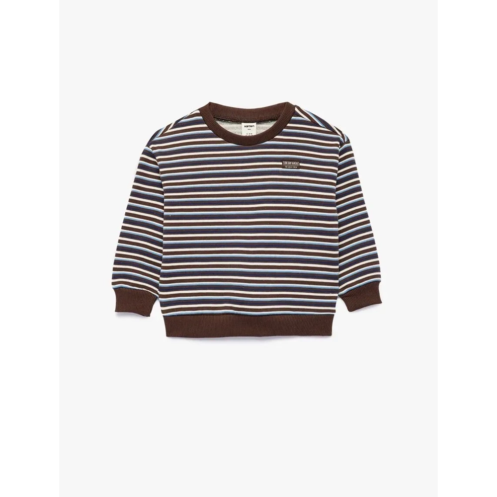 Erkek Bebek Pamuklu Çizgili Oversize Sweatshirt - 7WMB10152TK