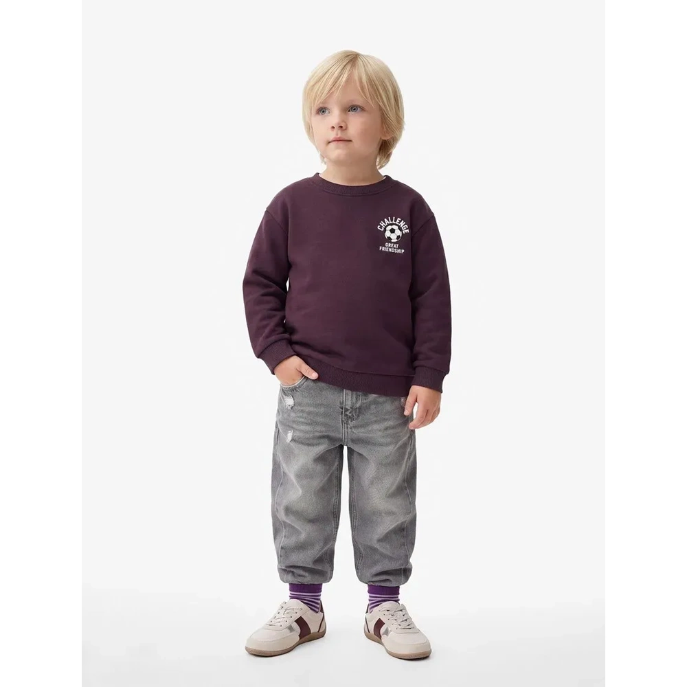 Erkek Bebek Baskı Detaylı Şardonlu Sweatshirt - 7WMB10109TK