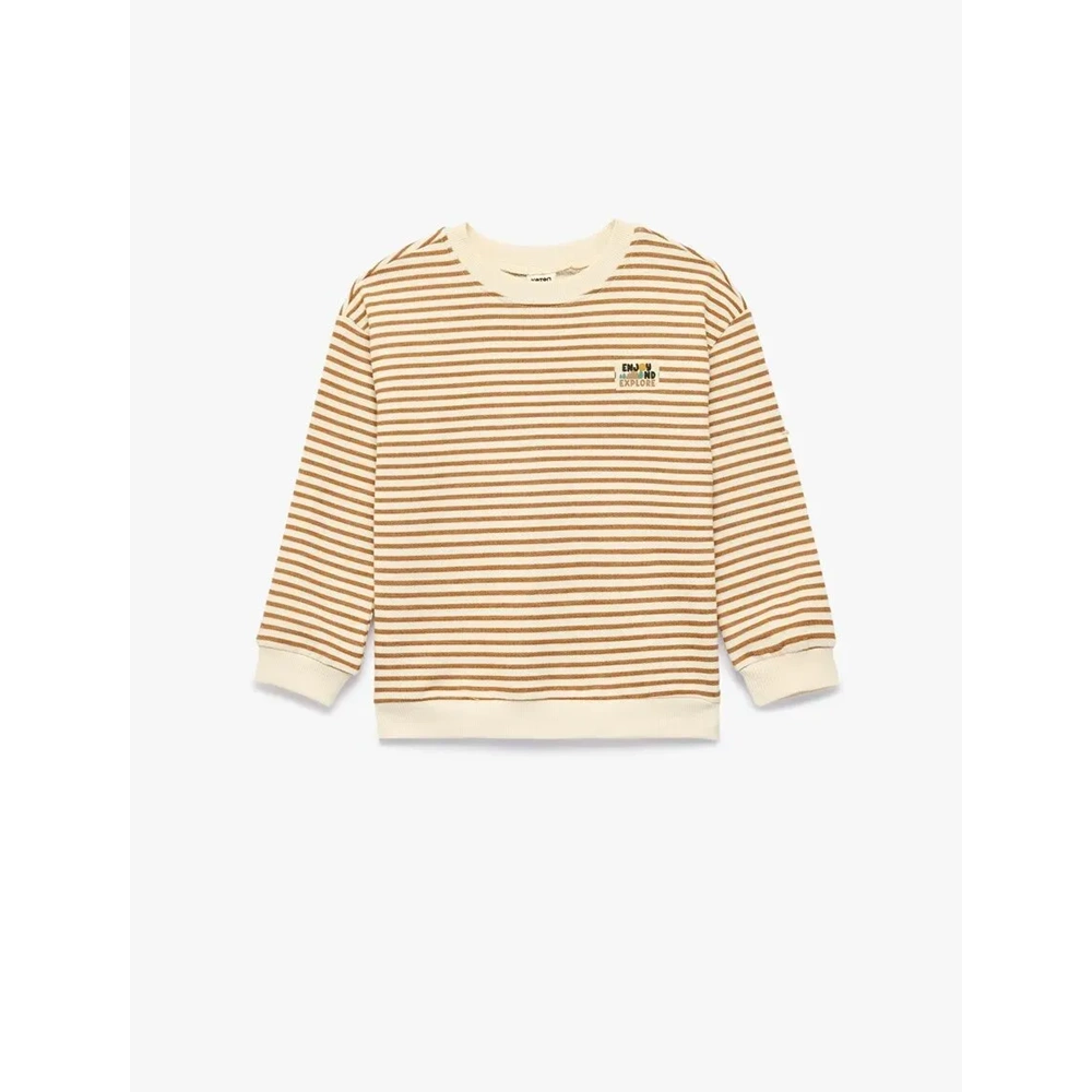 Erkek Bebek Pamuklu Çizgili Oversize Sweatshirt - 7WMB10091TK