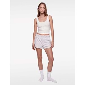 Düğme Detaylı Beli Lastikli Şort Pijama Altı - 7WLK80029MK