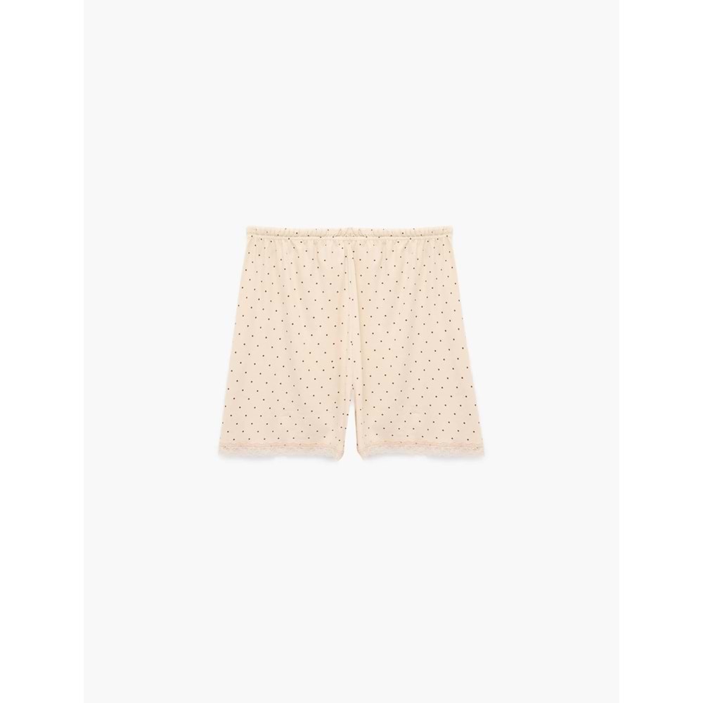 Dantel Detaylı Rahat Kalıp Puantiyeli Şort Pijama Altı - 7WLK80011MK