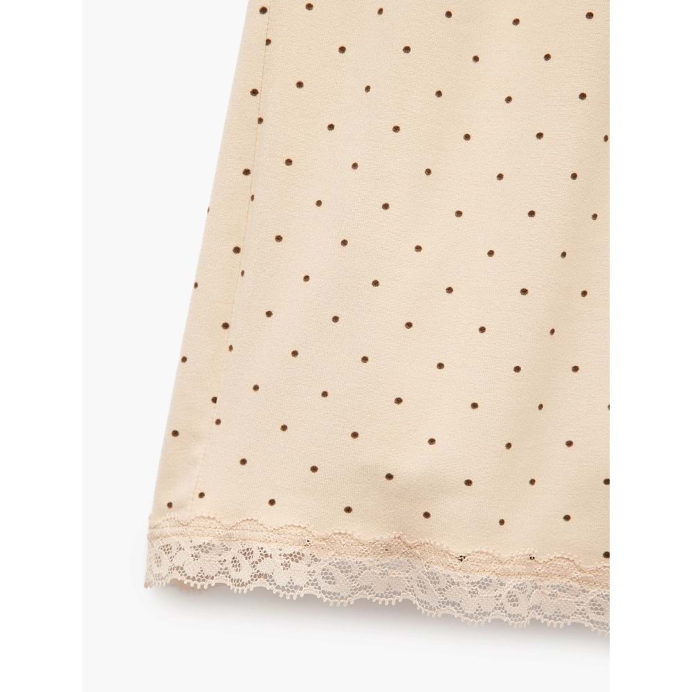 Dantel Detaylı Rahat Kalıp Puantiyeli Şort Pijama Altı - 7WLK80011MK