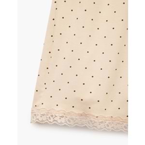 Dantel Detaylı Rahat Kalıp Puantiyeli Şort Pijama Altı - 7WLK80011MK