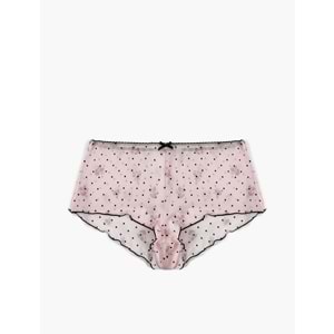 Fiyonk Detaylı Çiçek Desenli Puantiyeli Mini Şort Pijama Altı - 7WLK80006MK