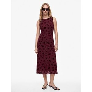 Kayık Yaka Kolsuz Slim Fit Tül Elbise - 7WAL80017IK